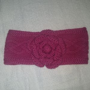 Winter headband ear warmer pink rose